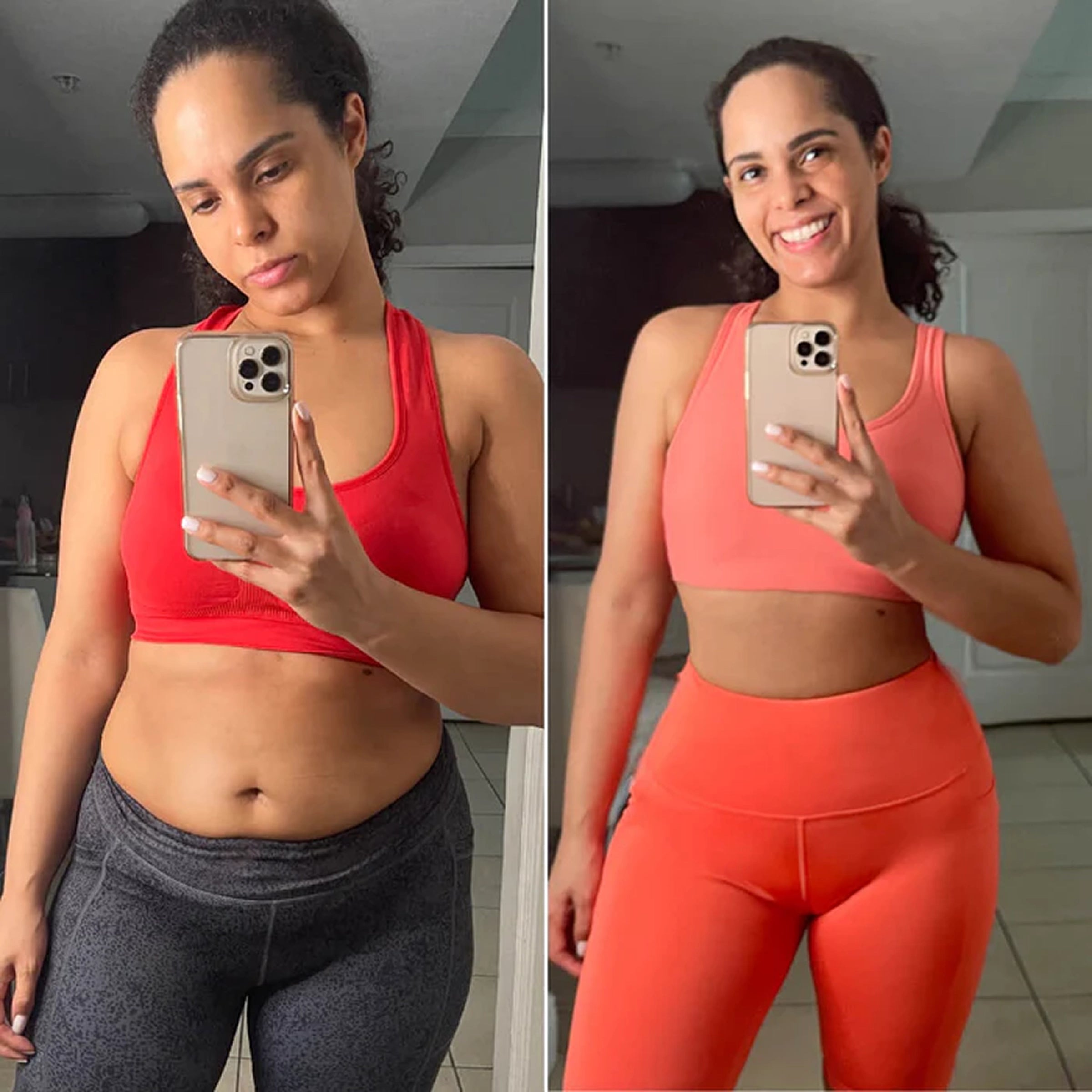 Antes y despues María | Hot shapers Comparación antes y después de usar Hot Shapers mostrando abdomen más plano y cintura definida