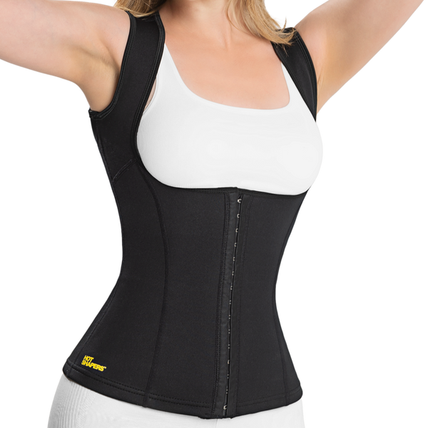 Paso 1: Ajusta tu cami Paso 1 para ajustar la faja Hot Shapers con broches frontales para comodidad y compresión