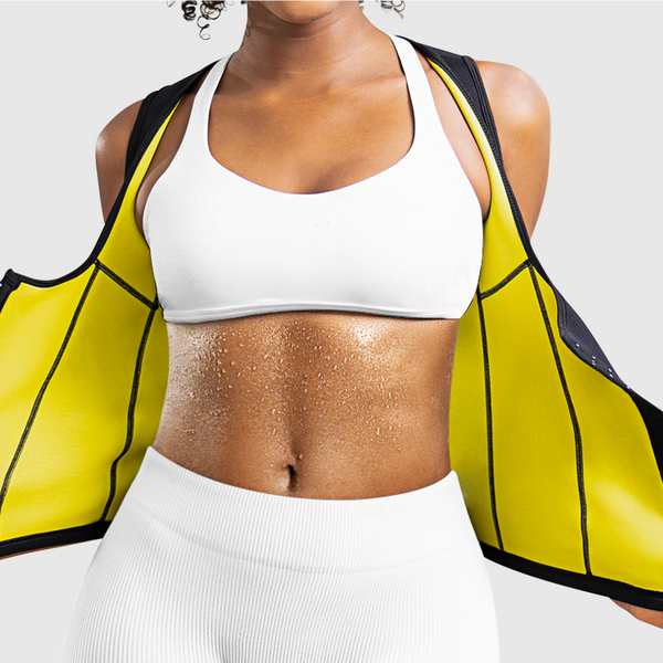 Paso 3: Obtén resultados Mujer mostrando los resultados en su abdomen tras usar chaleco térmico Hot Shapers