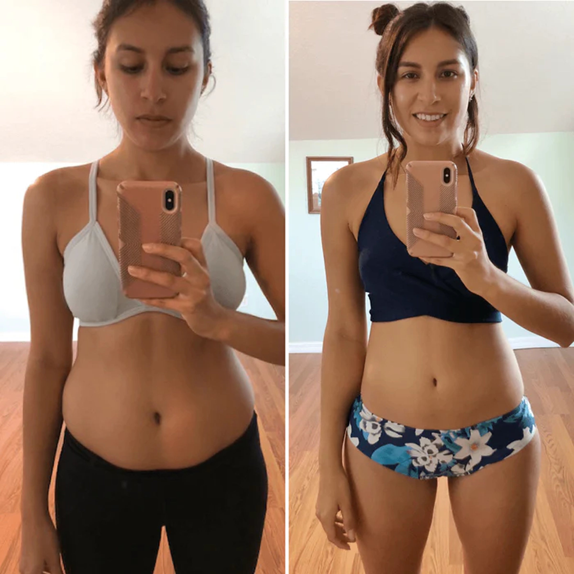 Mujer mostrando resultados visibles en abdomen y cintura tras usar Hot Shapers